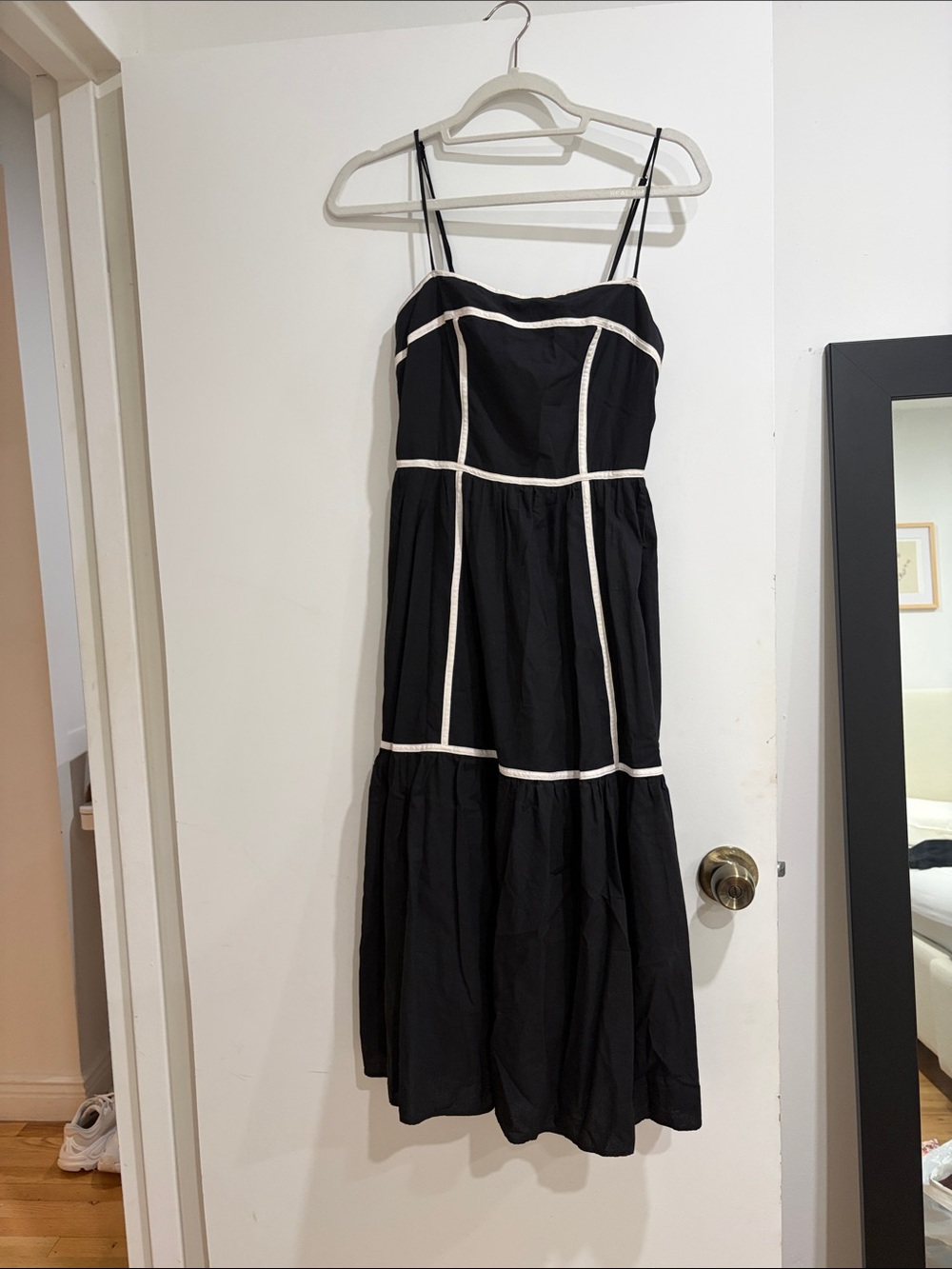 Papermoon Black Midi Dress with White Trim